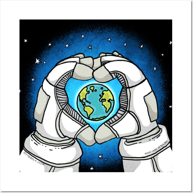 Astronaut Loves Earth Wall Art by Jitterfly